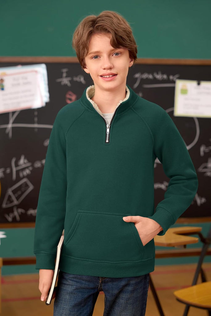 Boys Fleece Quarter Zip Mock Neck Sweatshirts for Winter