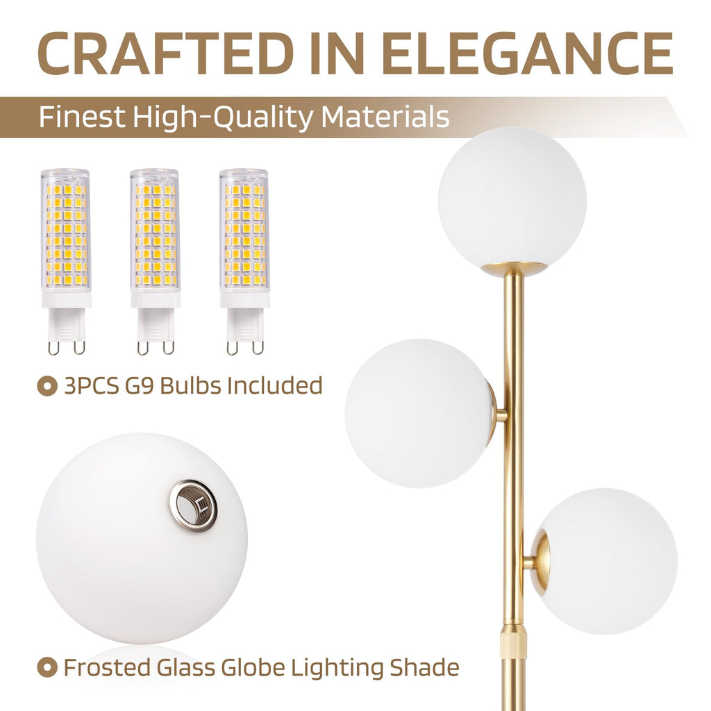 3-Globe Mid Century Modern Floor Lamps
