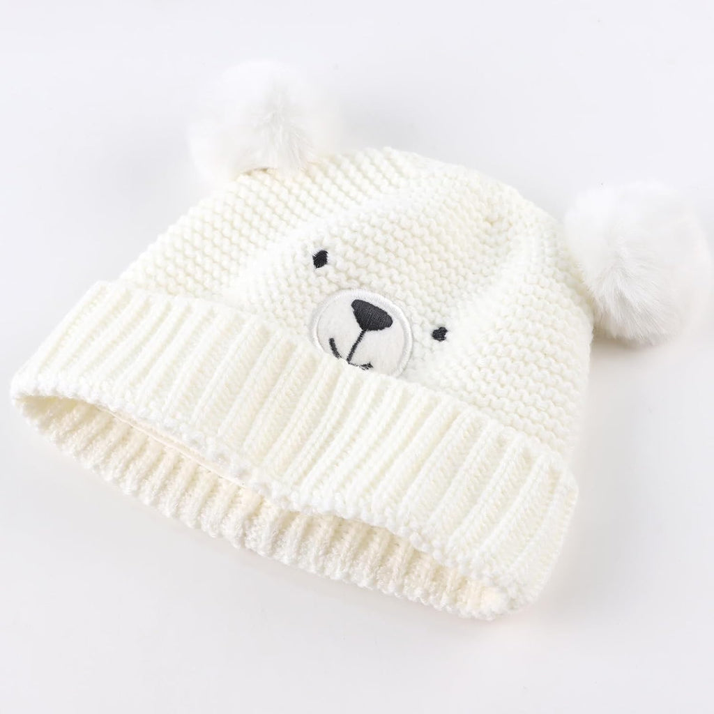 Cute Bear Baby Beanie Pompom Baby Boy Hat Winter Knit Beanie Girl