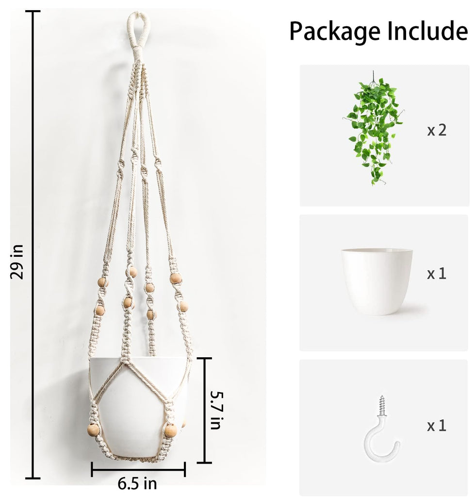 Fake Hanging Plants Artificial Plants Decor Macrame Plant Hanger with Fake Vines Faux Hanging Planter Greenery for