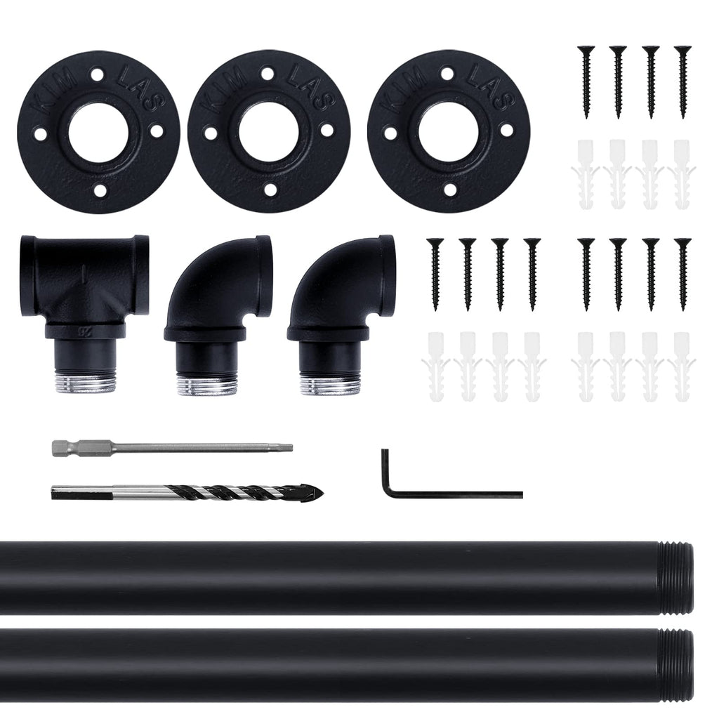 6.6FT Industrial Pipe Wall Handrail, Farmhouse Stairway Railing with 1-1/4 Inch Outer Diameter Pipe, Vintage Style