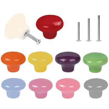 Colorful Drawer Knob Cute Glossy Ceramic Cabinet Knob 10 Pack