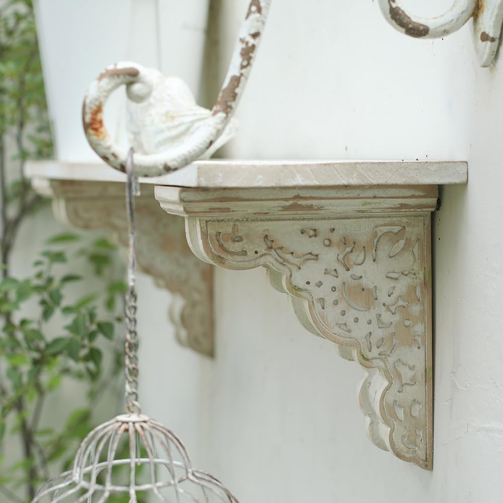 Set of 2 Corbels for Shelves Wood Corbels Decorative Shelf Brackets Farmhouse Decor Wooden Vintage Shelf White