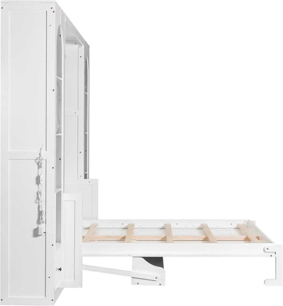 Queen Murphy Bed with Storage Drawers & Desk for Save Space & Small Space,Bedroom,Guest Room,Wall Bed Frame Folding