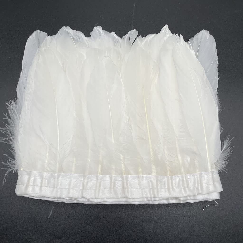 Duck Goose Feather Trim Fringe Sewing Craft 2 Yards (White)