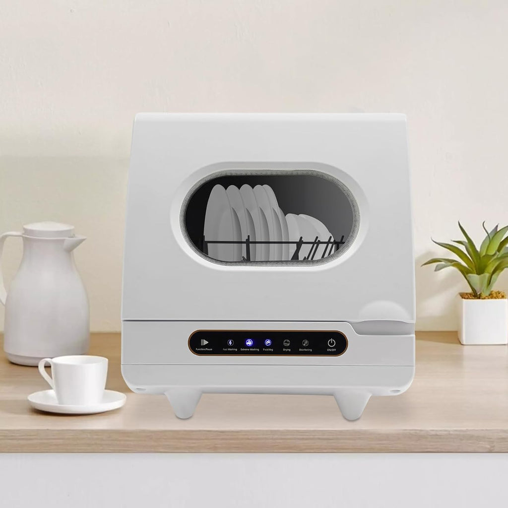 Portable Countertop Dishwasher, 1200W Mini Dishwasher with 12 Water Outlets and 360° Spraying Cleaning