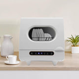 6-Set 110V Countertop Dishwasher, White, 800W, 5L Built-In Tank