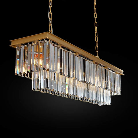 Gold Rectangle Modern Crystal Chandeliers Lighting Pendant Ceiling Lights Fixture Lamp for Dining Living Room L39.4 W10.2 A107-B07L5J8VMB