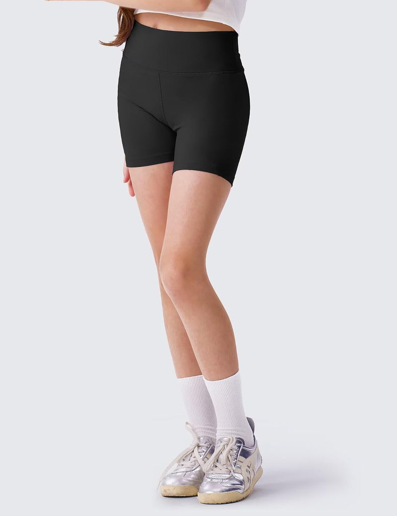 3 Pack Girls 4'' High Waisted Biker Shorts, Athletic Yoga Shorts