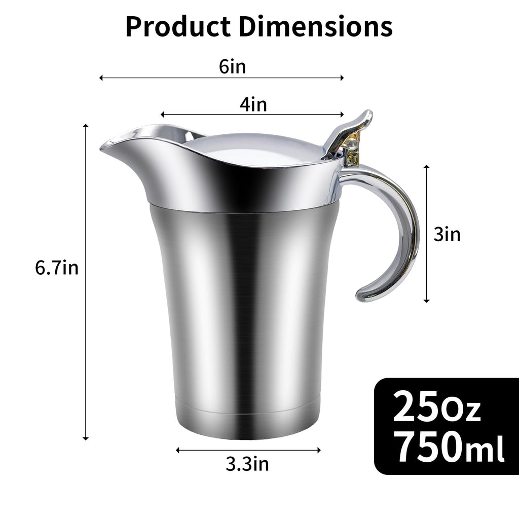 25 Oz Stainless Steel Thermal Gravy Boat with Lid