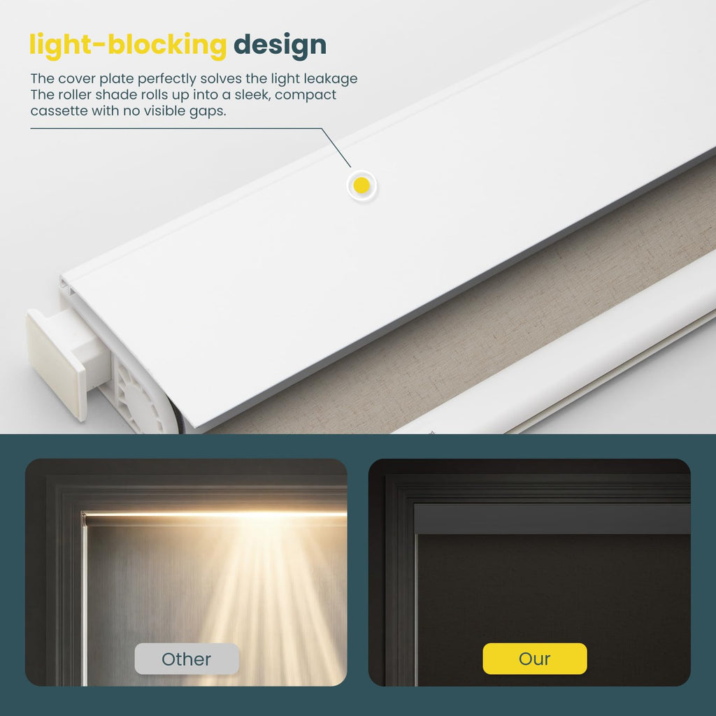 Motorized Cordless Roller Shades - Electric Blinds with Remote Control, Automatic for Windows (Light Linen, x