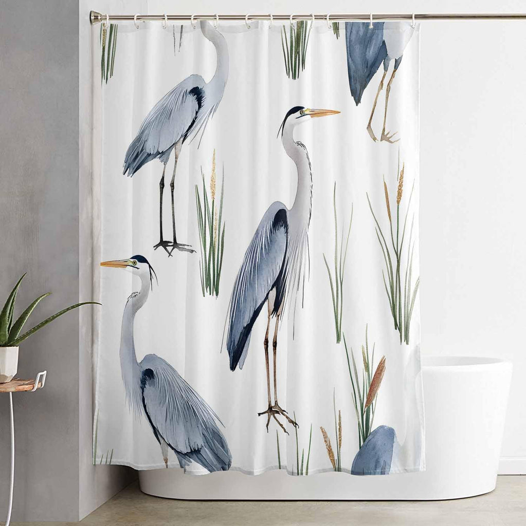 Shower Curtain, 72 x 72 Inches Shower Curtain Liner, Birds Heron in The Water Shower Curtains, Shower Stall &