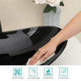 Kichae Oval Glass Vessel Sink - 21" x 14" Black Tempered Glass Bathroom Vessel Sink for Bathroom Vanity Above Counter