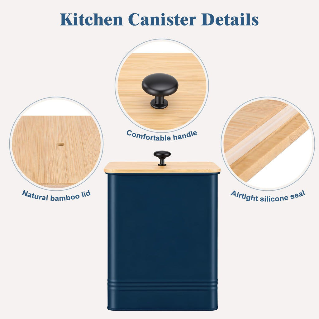 Kitchen Canisters Set 4, Dark Blue Metal Airtight Kitchen Storage Containers