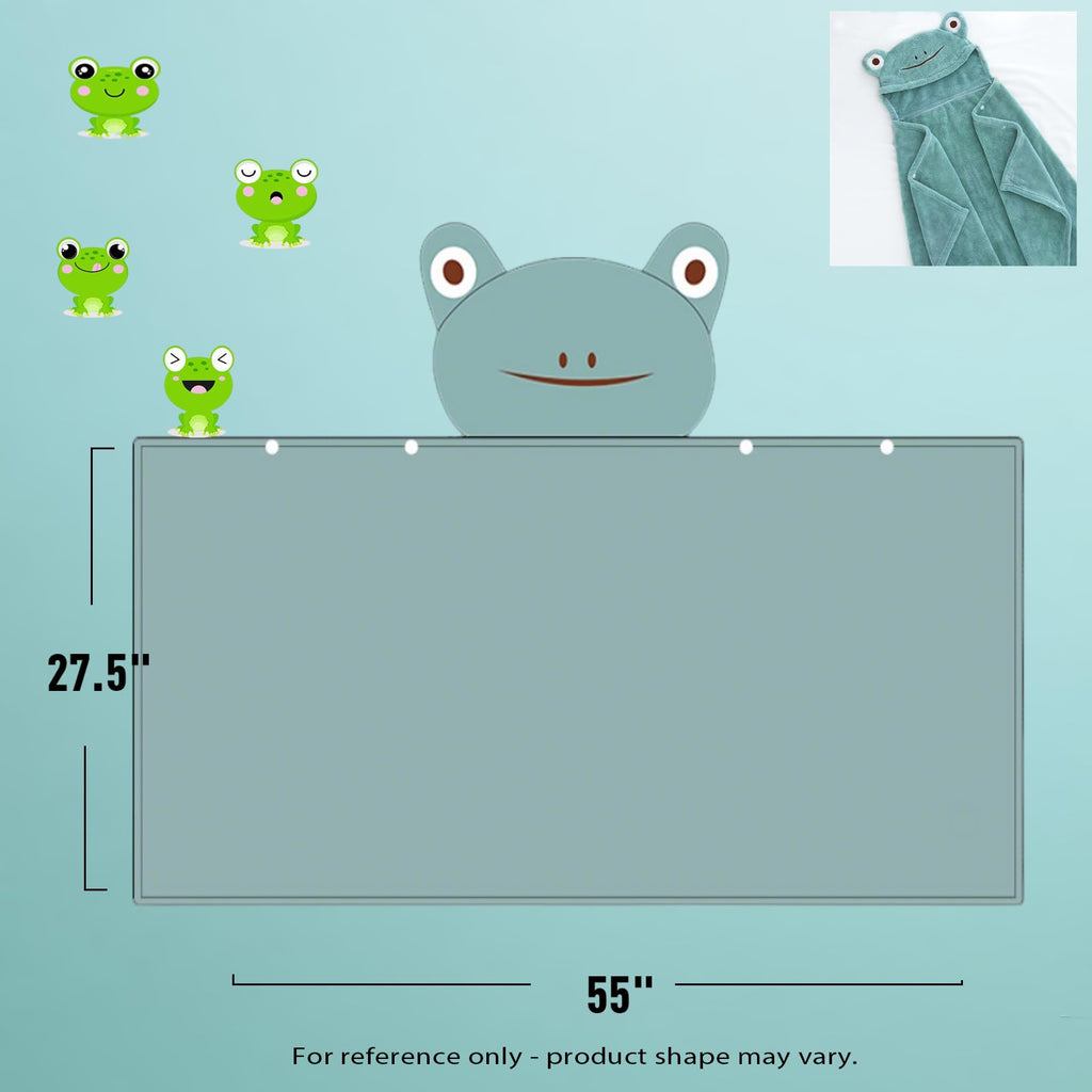 Hooded Bath Towel for Babies and Toddlers, 27.5" x 55"(Greenish)