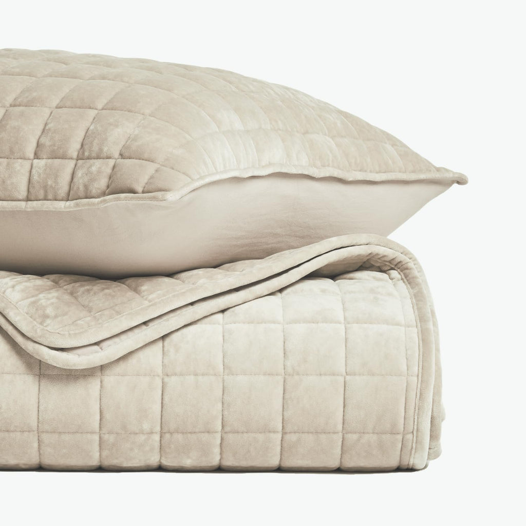 Luxury Velvet Quilt Set Full Queen Bedding Sets, Ultra Soft Velvet Comforter Set, Lightweight Channel Box Stitch