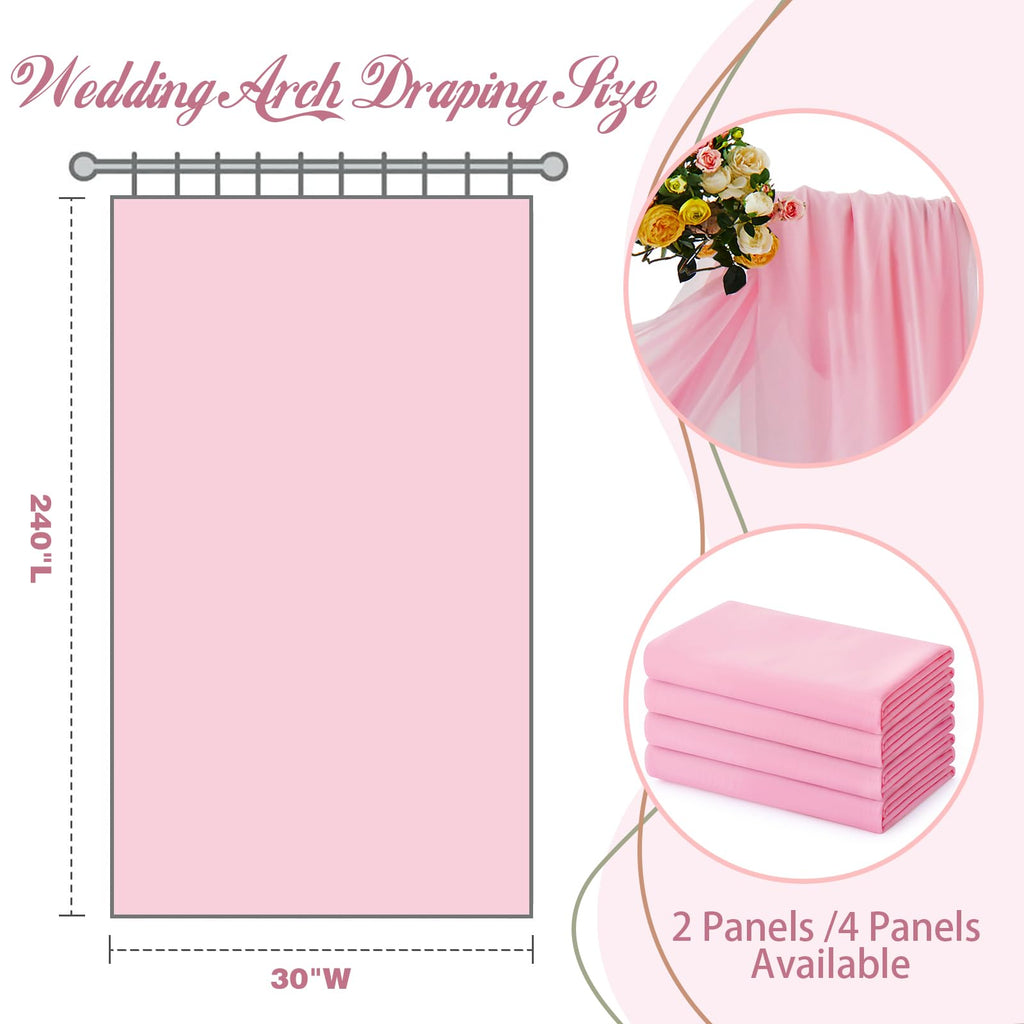 2 Panels Wedding Arch Draping Fabric Pink Sheer Drapes