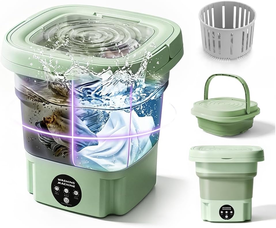 Portable Washing Machine,Foldable Mini Washer Travel Washing Machine,8L 3 Modes Upgraded Small Collapsible Laundry for