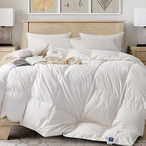 Royal Elite-Canadian Down Comforter Twin- Made in Canada White Down Duvet Insert with Corner Tabs- RDS Certified White