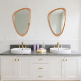 Irregular Wall Mirror Asymmetrical Bathroom Mirror, 19 x 30 Inch Wall Mounted Decorative Mirror with Wooden Frame
