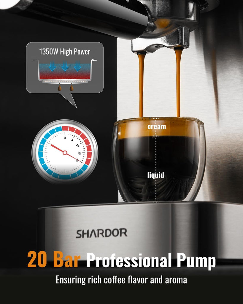 Espresso Machine 20 Bar, Professional Espresso Machine with Milk Frother and Touchscreen, Expresso Coffee Machines