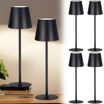 6 Pack Cordless Table Lamp Portable Rechargeable Lamp, Black