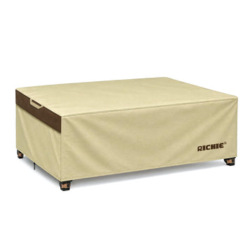 Patio Coffee Table Cover, 600D Heavy Duty Waterproof Outdoor Furniture Cover, Windproof Buckle Straps & Drawstring
