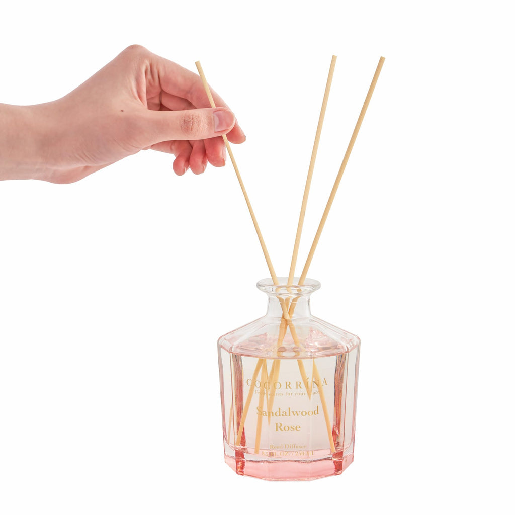 Reed Diffuser - Sandalwood Rose 8.5 Fl.oz Flower Reed Diffuser Set with 8 Sticks, Home Fragrance Reed Diffuser
