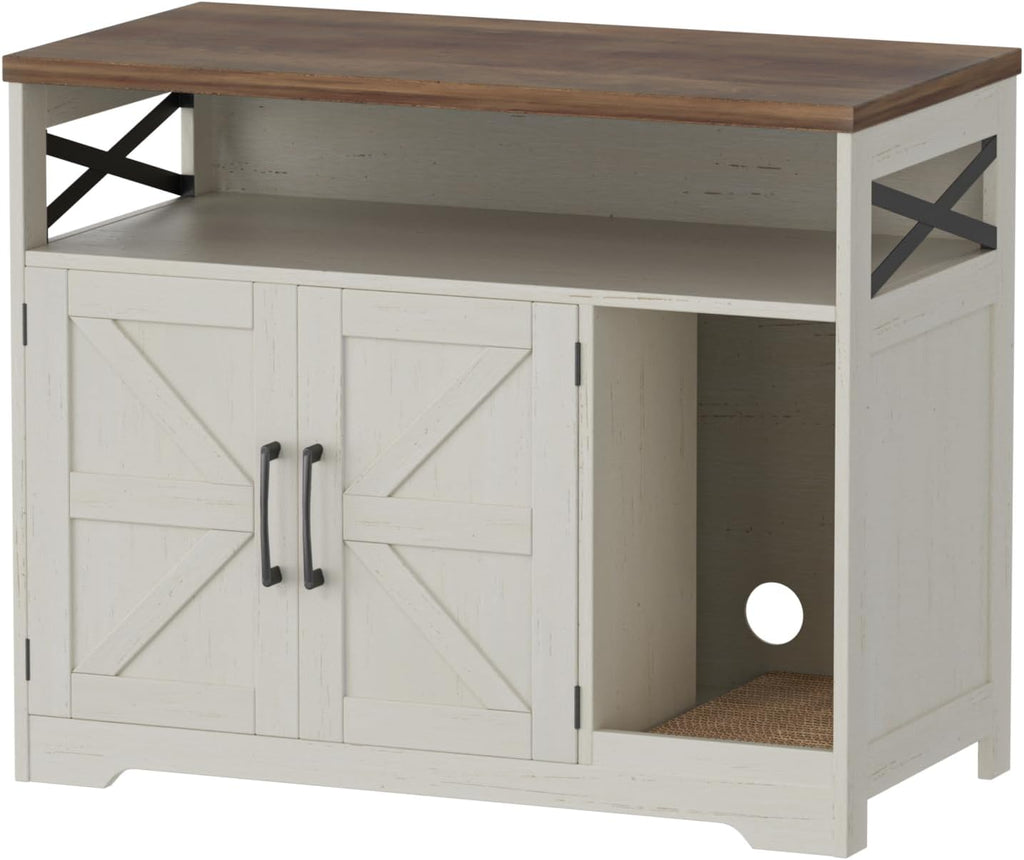Cat Litter Box Enclosure, Hidden Litter Box with Scratch Pad