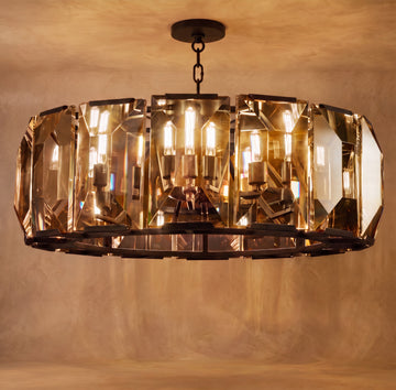Inspired Harlow Style 31 Inch Round Crystal Prism Chandelier Iron - Main Product View