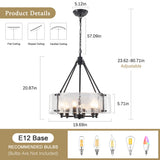 6-Light 19.69'' Dimmable Modern Drum Candle Chandelier