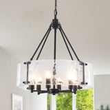 6-Light 19.69'' Dimmable Modern Drum Candle Chandelier
