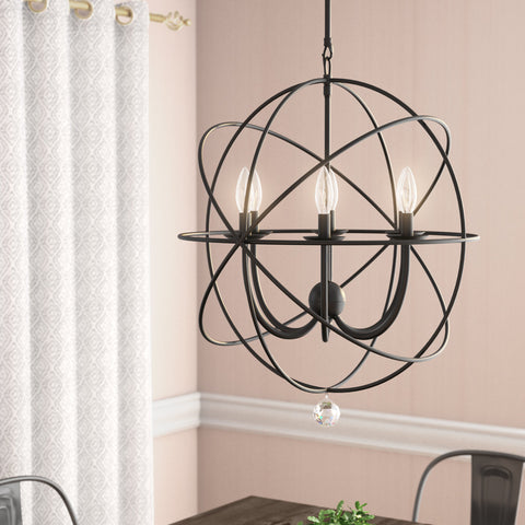 6-Light Dimmable Globe Chandelier
