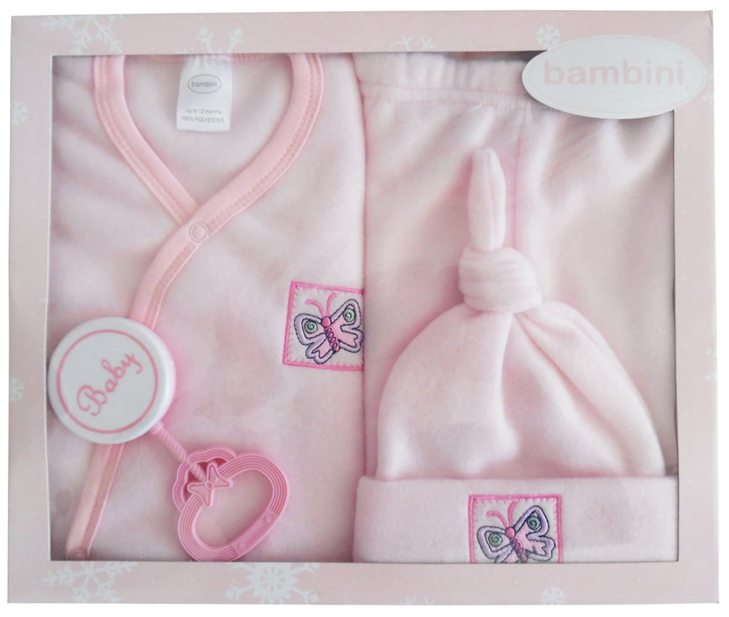 Pink Fleece Baby Shower Layette Gift Set, 4pc (Baby Girls)