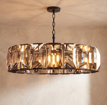 Inspired Harlow Style 43 Inch Round Crystal Prism Chandelier Iron - Main Product View