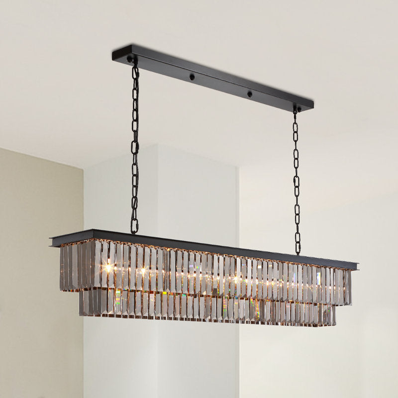 Sams 15-light Dimmable Rectangle Crystal Tiered Chandelier