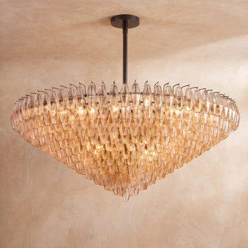 Inspired Chiara Style 62 Inch Tiered Round Glass Chandelier Bronze - Main Product View