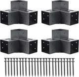 4x4 Pergola Brackets(Actual:3.6"x3.6") 3 Way Right Angle Corner Bracket, DIY Pergola Kit with Black Powder Coated Support Gazebos, Patio Pergolas Log Cabin Outdoor Pergola