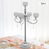 2 Pack 5-Arm Crystal Candelabra Candle Holder 33.8 Inches Tall Floor Candle Holder Candelabras Centerpieces for Table
