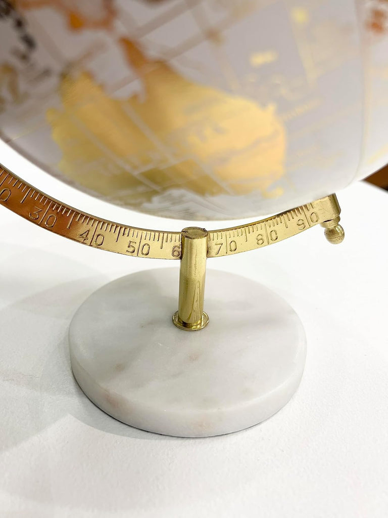 Abbott Collection 57-LATITUDE-18 Spinning Small Decorative Globe, White/Gold, 11" H
