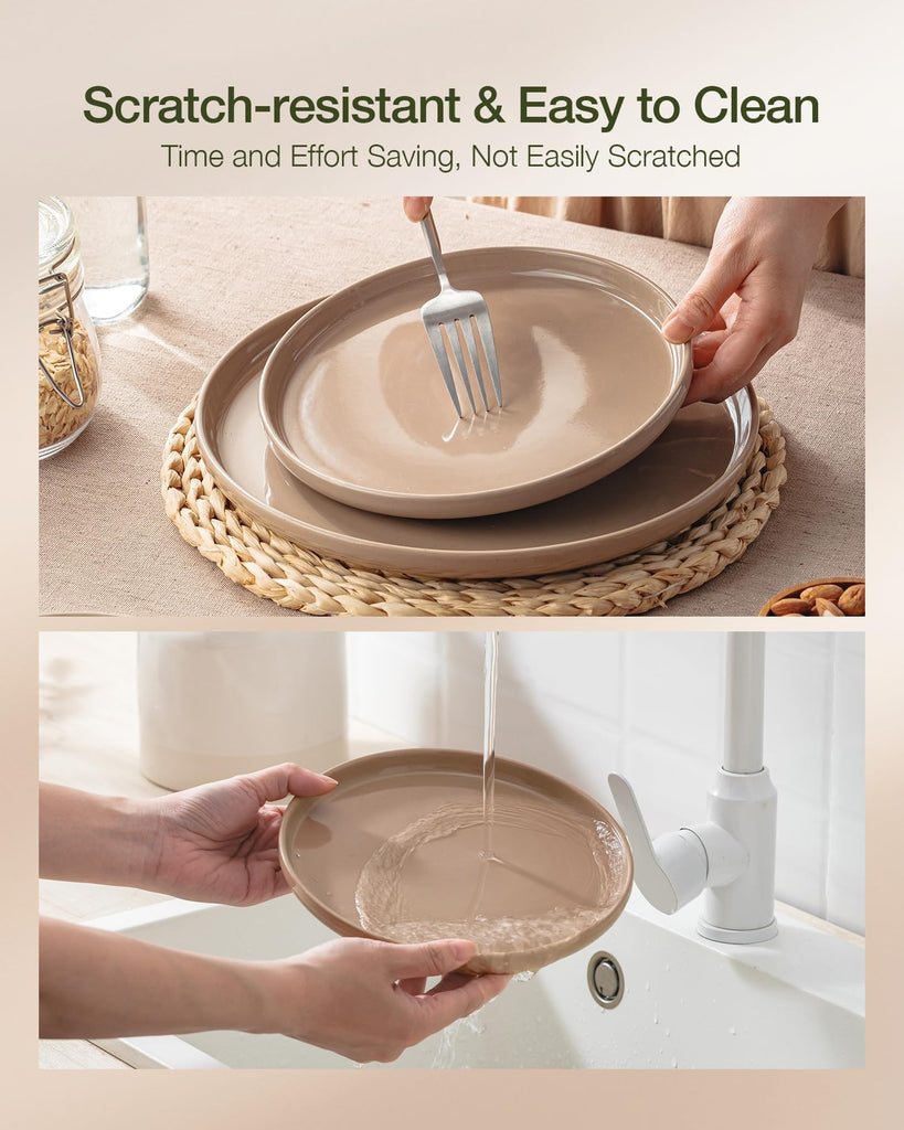 Milkyway 12-Piece Stoneware Dinnerware Set, Cinnamon Brown