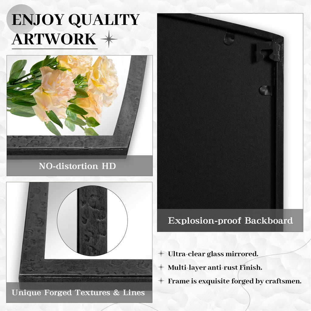 Hand-Forged Black Window Pane Mirror, 36" x 36" Decorative Mirror