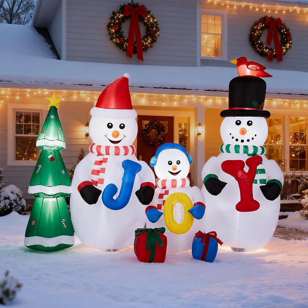 8FT Christmas Inflatables Snowman Family Outdoor Decoration