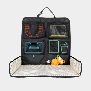 Baby Portable Diaper Changing Station for Your Car | Waterproof, Detachable, Toy Loops, 4 Pockets, Wet Wipes Holder