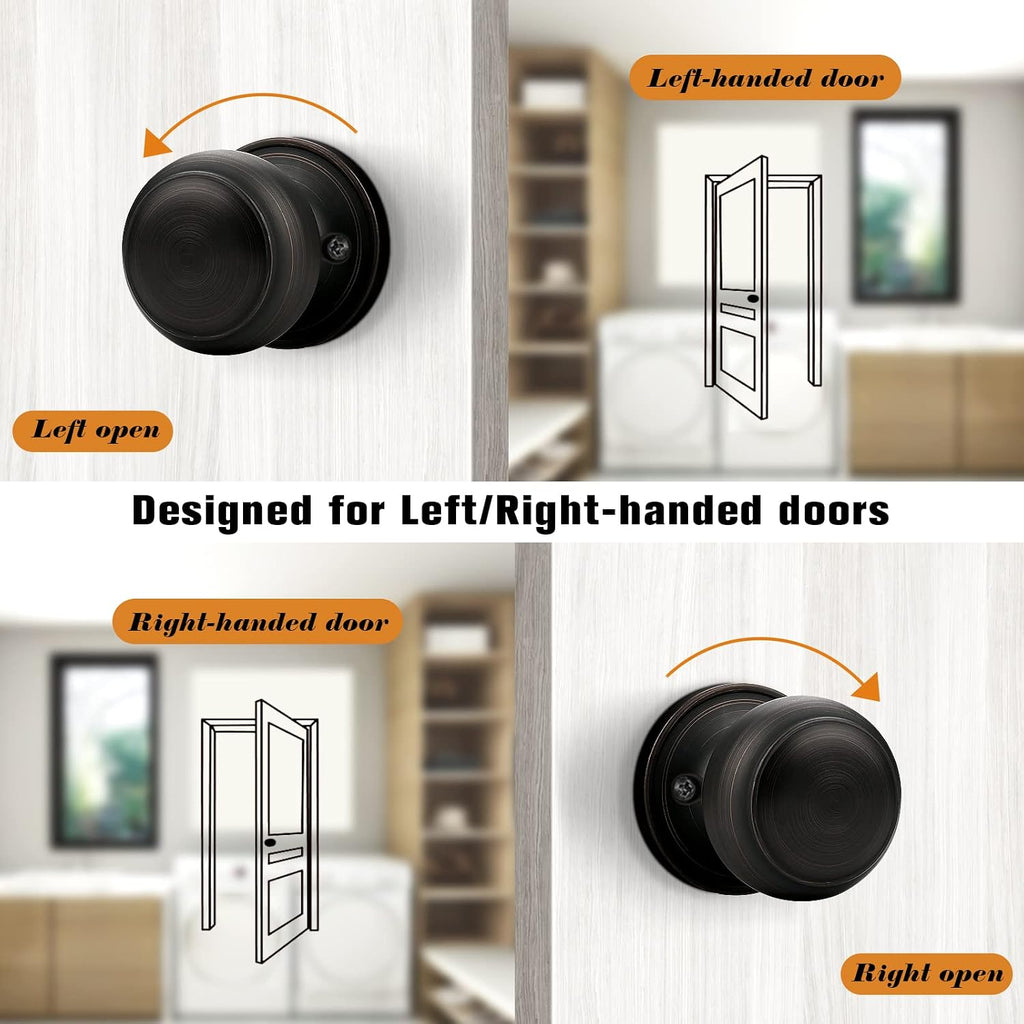Dummy Door Knobs Dummy Door Handles for Closet French Doors, Single Side Inactive Door Knobs Interior, Oil Rubbed