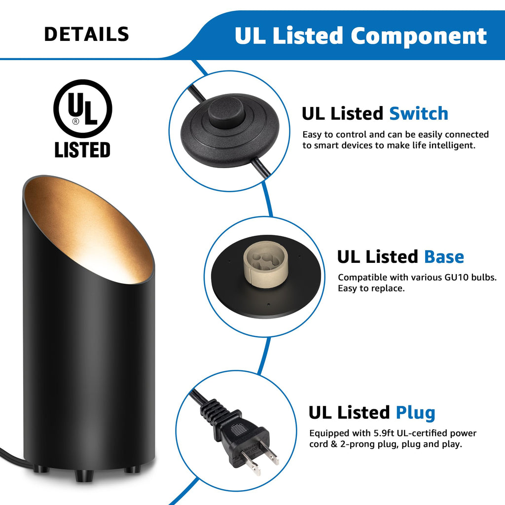 2 Pack Up Lights Indoor Floor Can Light Uplighting Indoor Spotlight with 2700K GU10 Bulb Accent Lighting Floor
