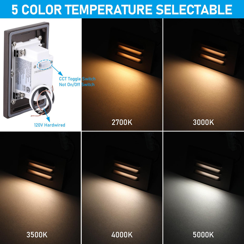 5CCT 120V LED Step Lights, Louvered, Oil Rubbed Bronze
