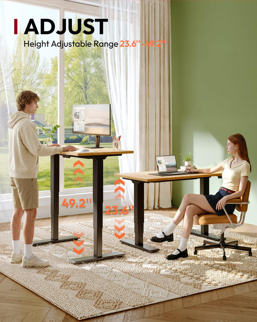 Solid Wood Dual Motor Standing Desk-48"x24"-Original/Black