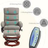Modern Reclining Swivel Lounge Chair and Ottoman — Gray Faux Leather