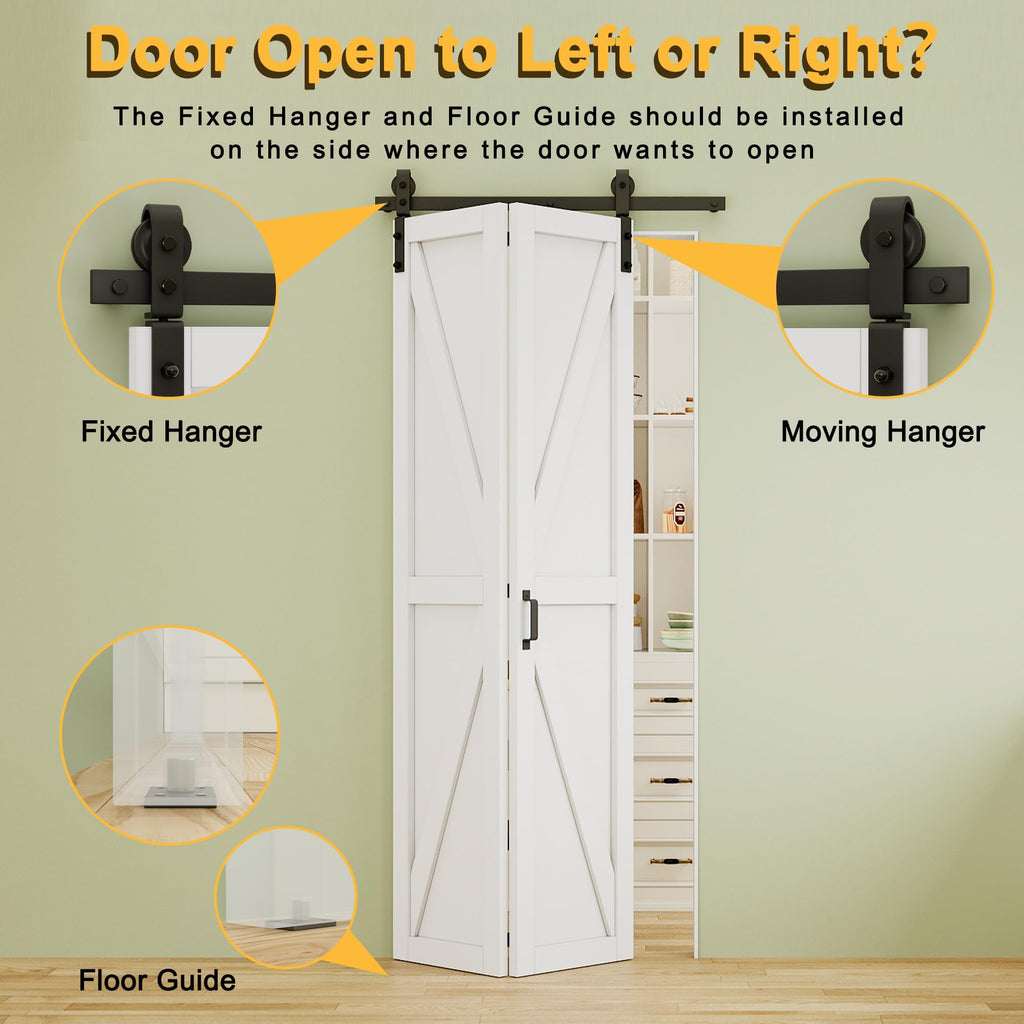 25" x 84" Pre-Assembled Solid Core Panels Bifold Barn Door and Hardware